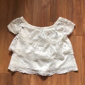 Off The Shoulder White Lace Top